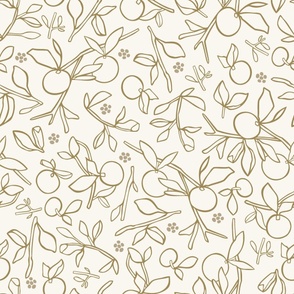 Large - Neutral Botanical Citrus in Cream and Gold