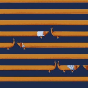 dachshund big stripes - navy