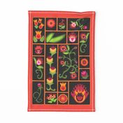 Polish Folk Art-Wycinanki-Tea Towel-Hanger-Black-Blood Orange