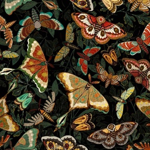 Butterflies and Moths in saturated palette, larger scale