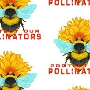 Protect Our Pollinators Bumblebee on a white background 