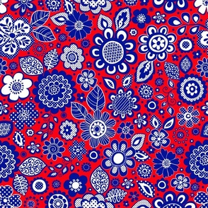192 Stylised Flowers Red white blue