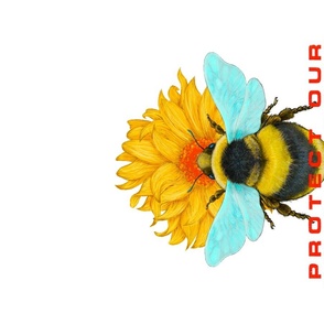Protect Our Pollinators Bumblebee Tea Towel on a white background 