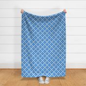 medieval geometric floral, blue and white