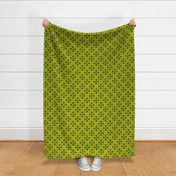 medieval geometric floral, green and yellow
