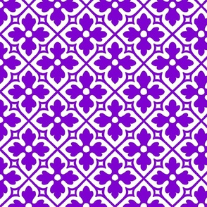 medieval geometric floral, purple and white