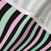 trippy stripe black and pastel pink and green