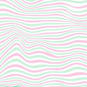 trippy stripe white and pastel pink and green