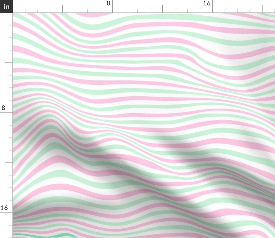 trippy stripe white and pastel pink and green