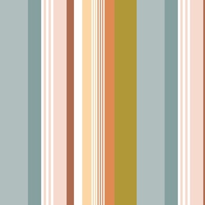 Vertical thick & thin stripes | M size | 12" | Earthy colors