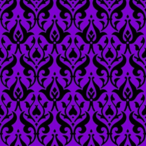 medieval floral, black on purple
