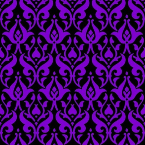 medieval floral, purple on black