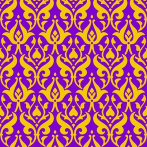 medieval floral, yellow on purple