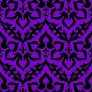 zigzag floral damask, black on purple