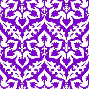zigzag floral damask, white and purple