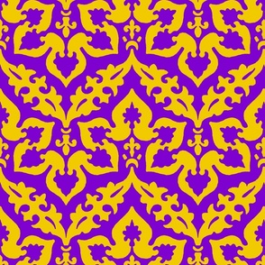 zigzag floral damask, yellow and purple