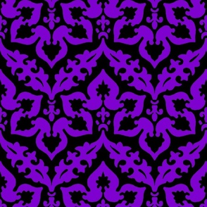 zigzag floral damask, purple and black