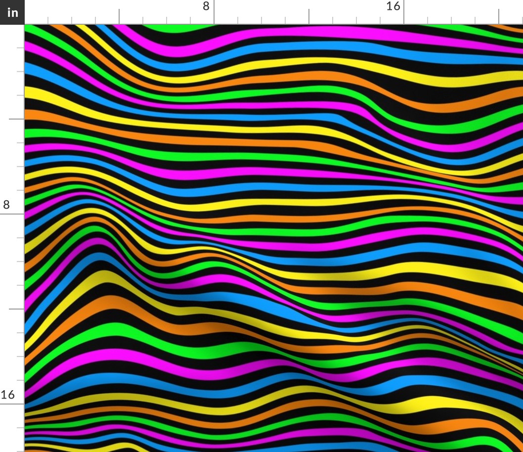 trippy stripe 90s colors on black