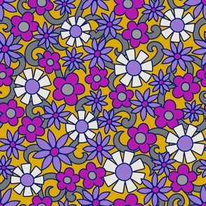 Heather Hippie Flower Power (Purple Yellow White) - Small