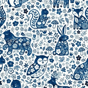 Scandinavian Folk Woodland: Navy - Large