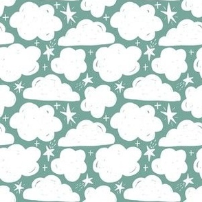 Clouds and Stars on Robin Egg Blue