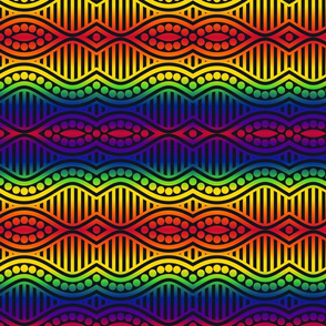 Rainbow Waves, Stripes and Dots- Dark