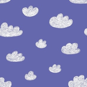 cute fluffy white clouds on purple