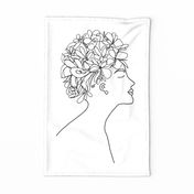 Floral Female Beauty Line Art Portrait