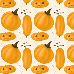 Halloween pattern with pumpkins for kitchen tablecloth