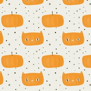 Thanksgiving pattern with pumpkins for kitchen tablecloth, cute cats