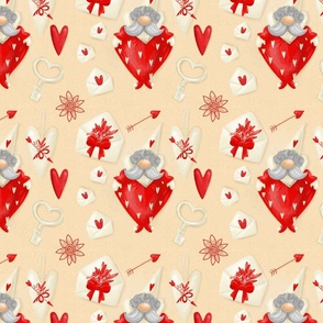 Valentines gnome - love, hearts - vintage style