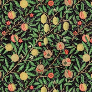 fruit - by William Morris - LARGE-  original black  antiqued Dark Moody Floral art nouveau art deco background 