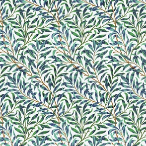Willow Bough by William Morris - SMALL - color option blue and green leaves on offwhite  antiqued art nouveau art deco