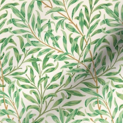 Willow Bough by William Morris - SMALL - original  antiqued art nouveau art deco cream background - Leaves 