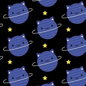Kawaii Cat Planet in Space (Black)