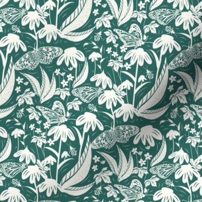 Botanical Block Print- Spring Wilderness- Myrtle Green- Small Scale