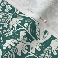 Botanical Block Print- Spring Wilderness- Myrtle Green- Small Scale