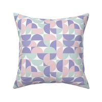 Bauhaus Design // Normal Scale// Geometric Shapes // Circles Lines // Light Pink // Green Violet White Background 