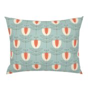 Mid century tulip garden dusty blue, large