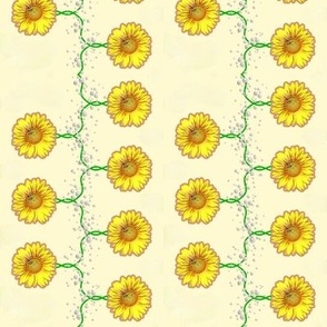 Sunflower Vines on Pale Yellow