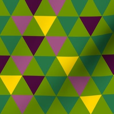 Green, yellow, burgundy and pink triangles - Medium scale