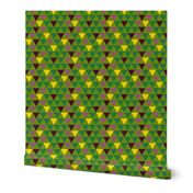 Green, yellow, burgundy and pink triangles - Medium scale