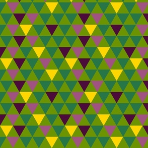 Green, yellow, burgundy and pink triangles - Medium scale
