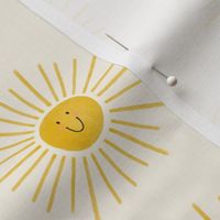 Smiley Sunshines - Yellow on Cream (large scale)