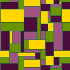 Yellow, green, burgundy and pink rectangles - Medium scale