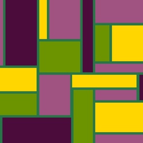 Yellow, green, burgundy and pink rectangles - Large scale
