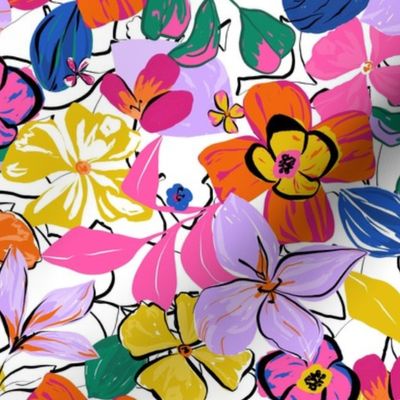 BRIGHT SKETCHY FLORAL MULTI