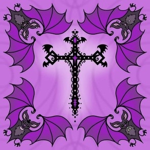 Cute Gothic Bats and Cross