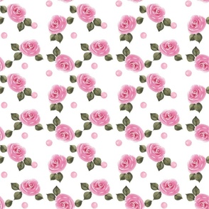 Pink Watercolor Roses and Dots