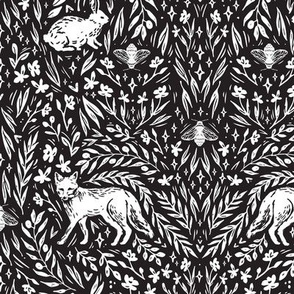 Scandinavian Woodland Wallpaper in Black & White